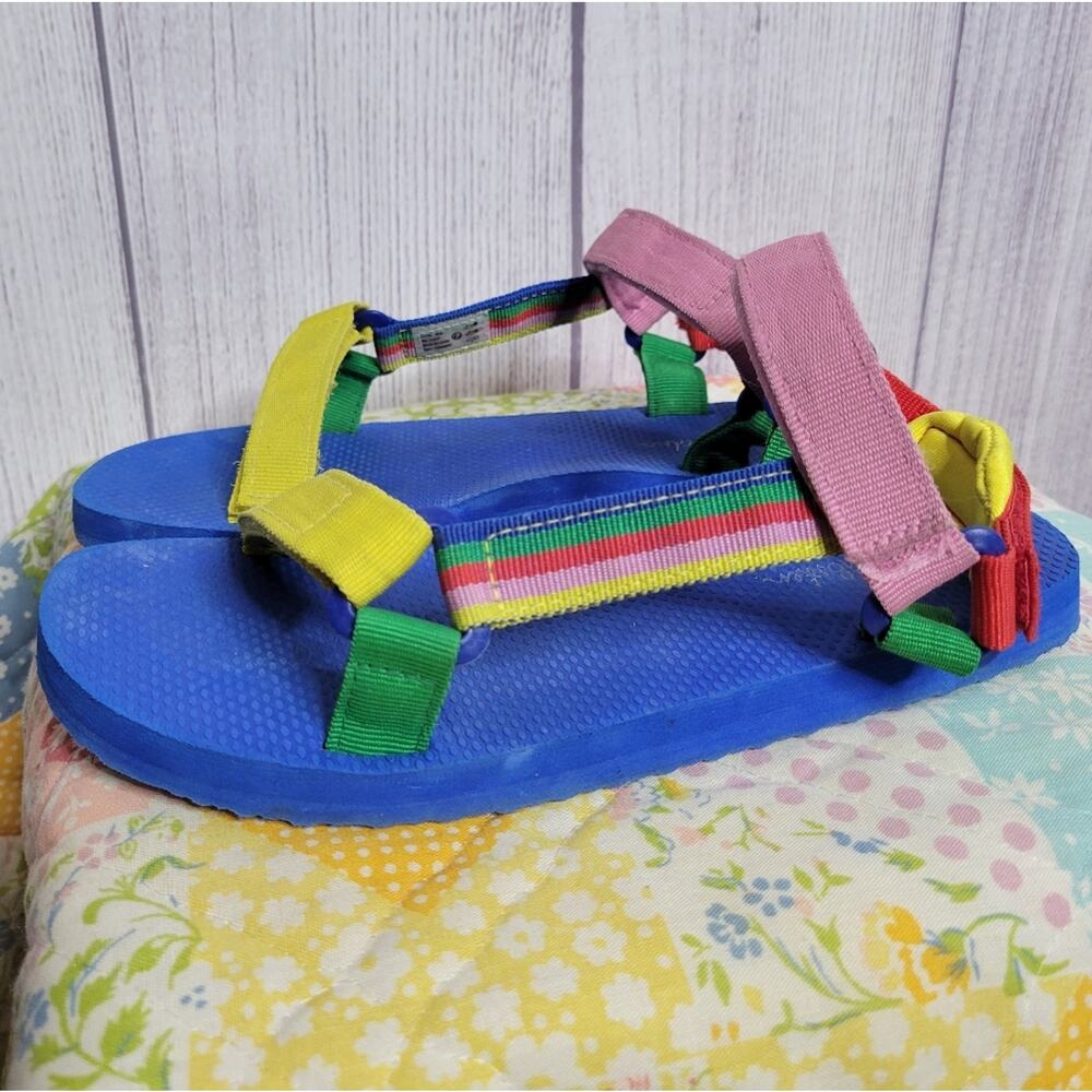 Mini Boden Color Block Rainbow Utility Sandals, sz 36